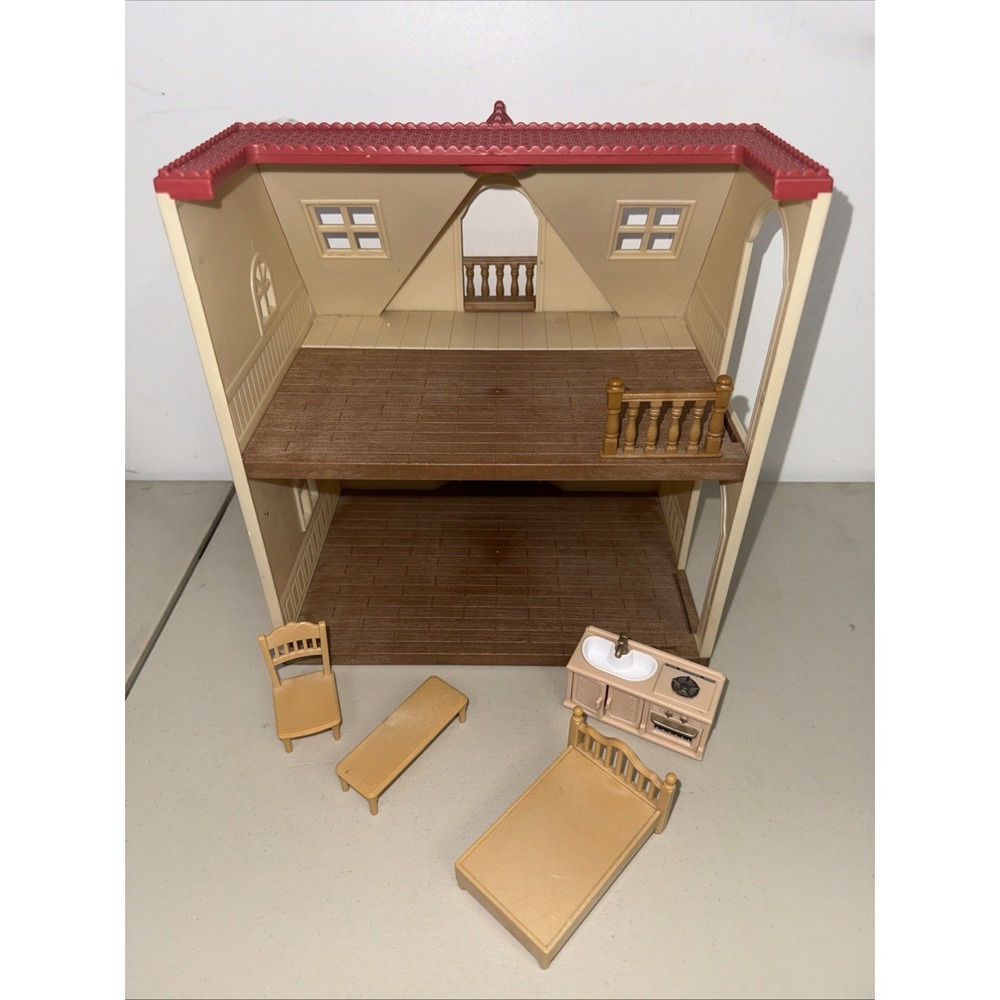 Sylvanian Family  Calico Critters Red Roof Cozy Cottage WITH FURNITURE